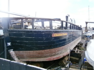 The Charlotte Dundas, which was built in 1801 for carrying goods on the Forth Clyde Canal, was designed by William Symington and was the first practical steam driven ship in the world. The original was broken up in 1861 but this is a more modern 2/3rds replica built in 1986, now languishing at McKay Boat Builders in Arbroath