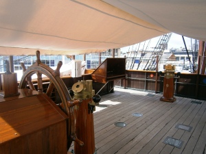 The bridge on Discovery. Two men would normally steer the boat.