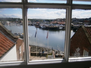 The view over the River Esk from the Captain Cook Museum. This is the outlook that Cook would have had when an apprentice living in this house, learning his seamanship. His master's ships would have been drawn up on the hard below the house.