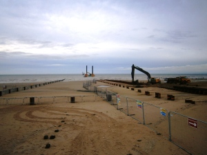 Where some of the water rates go: this is a new storm and waste water discharge pipe being built 1 km out to sea at Bridlington aimed at (amongst other things) making the beach cleaner.