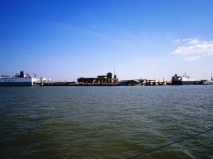 Sheerness - an industrial complex at the mouth of the Medway. The port control is built on top of the old fort in the middle of this photo