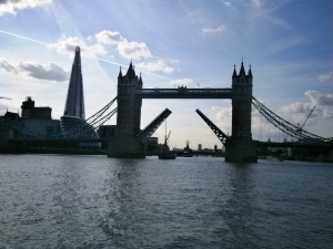 London icons: Tower Bridge opening for a Thames barge