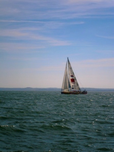...but once the wind filled in the racing yacht inevitably overtook us and sailed away around the world